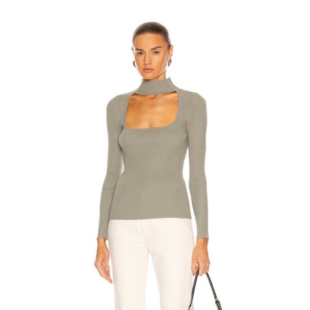 New Jonathan SIMKHAI Janessa Ribbed Squareneck Top Sage XS